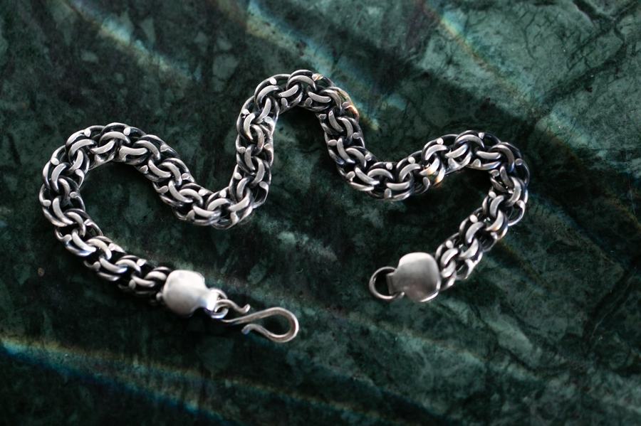 Handwoven silver chain bracelet